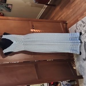 TALBOTS Maxi Striped Dress - Black & White Size Large Petite